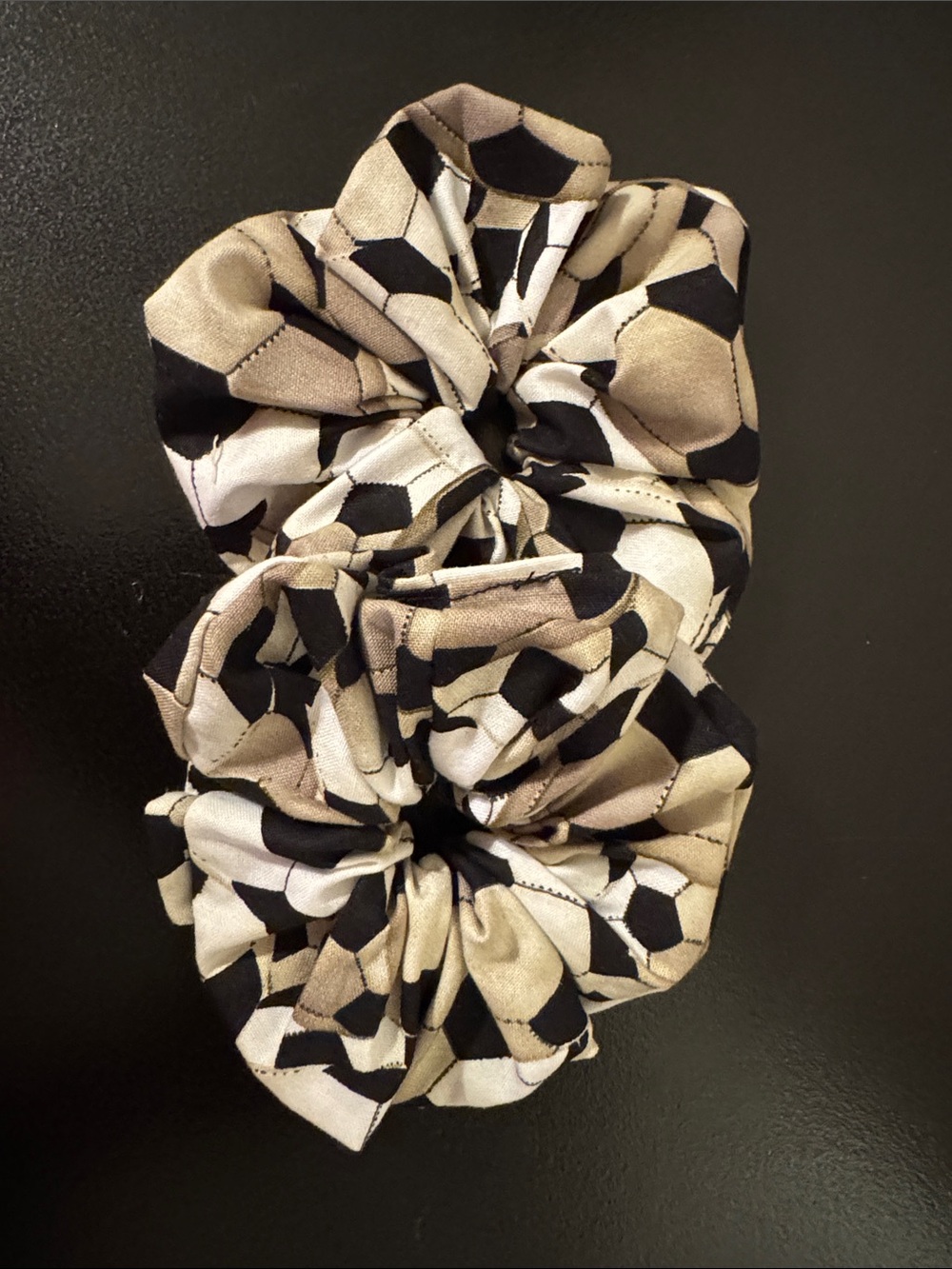 Soccer Print Scrunchie Set - Beige, Black & White 2 in deal.